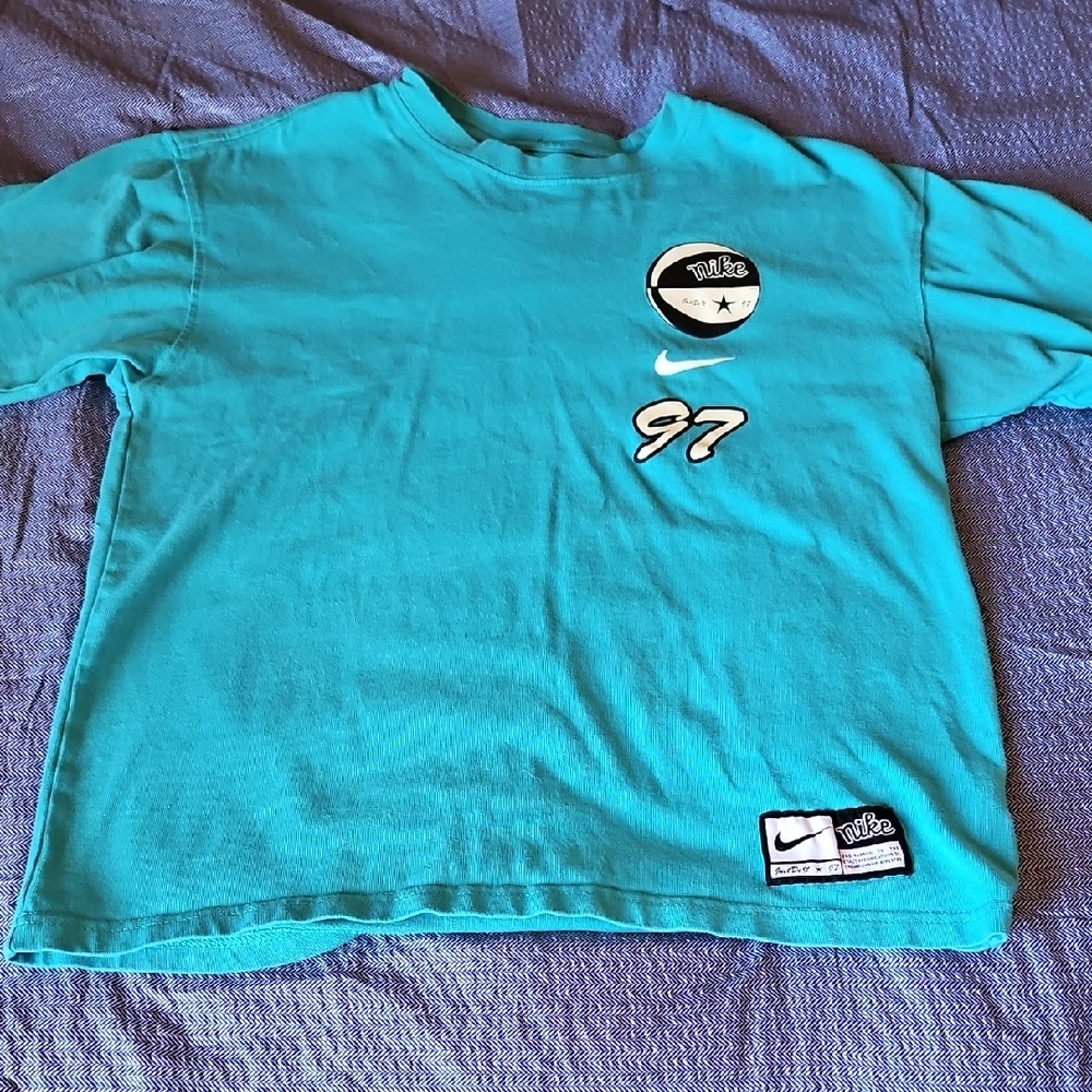 Nike Aqua Blue T-Shirt with Logo and '97' Print